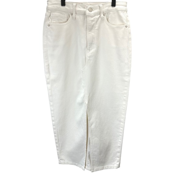 Good American Denim Stretch Midi Skirt Womens Size 4/27 Slit Front Cloud White - Picture 5 of 9